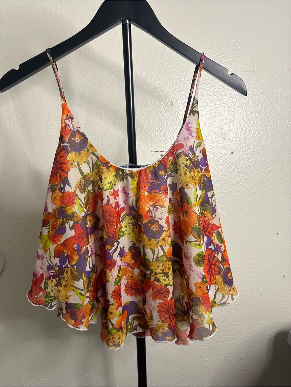 American Dream Floral Spaghetti-Strap Camisole in Orange, Purple & Yellow